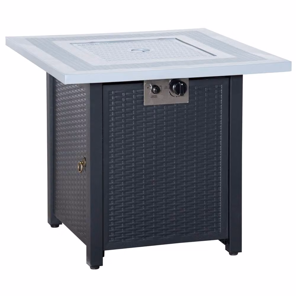 Wyld Haus Elmosu Square Gas Fire Pit Table in Black and Grey, W/D/H: 71 x 71 x 62 cm – 2