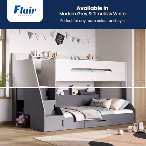 Flair Slick Staircase Triple Bunk Bed with Storage in White – 6