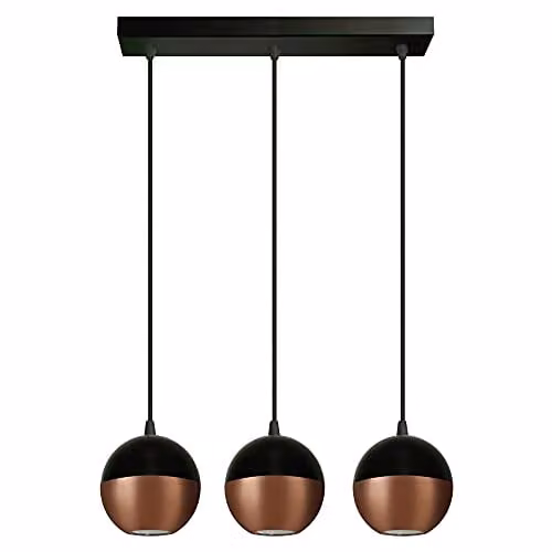 Netlighting Midway Straight Bar Pendant Ceiling Light in Black and Copper, 40 cm – 1