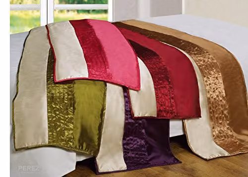 Intimates Perez Luxury Pleated Faux Silk Bed Runner in Pink and Beige