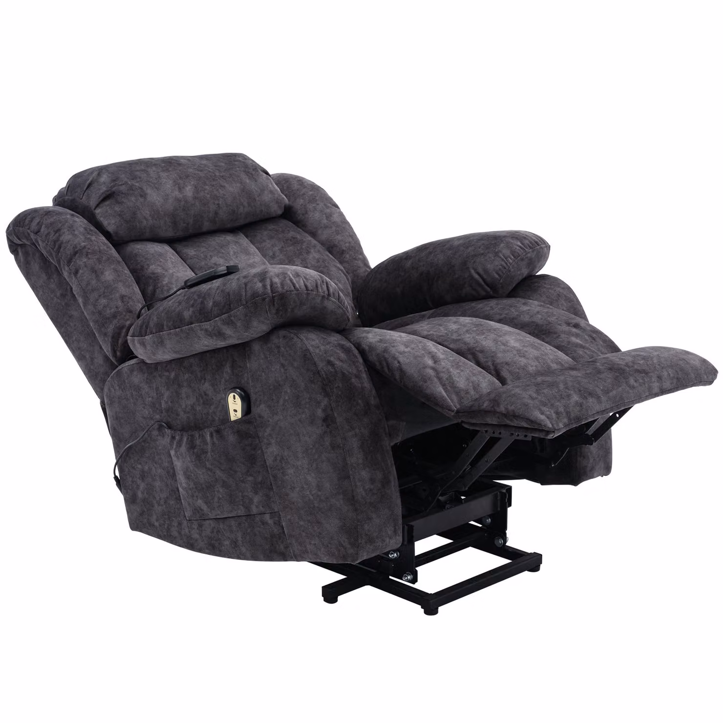 Aosom UK Grey Velvet Power Lift Recliner Massage Chair with Heat and Vibration, W/D/H: 96 x 95 x 100 cm – 6