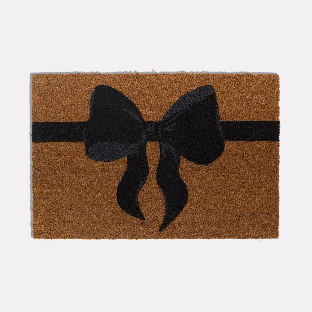 OHS Bow Print Non-Slip Coir Doormat in Black and Brown, W/D: 60 x 40 cm – 3