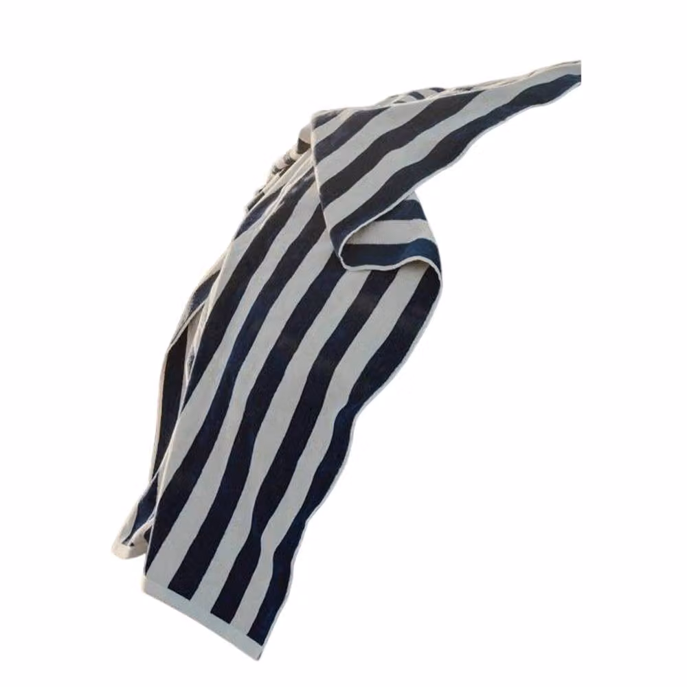 Vinga Lagoa GRS Striped Cotton Beach Towel in Navy Blue, W: 160 cm, H: 80 cm – 2