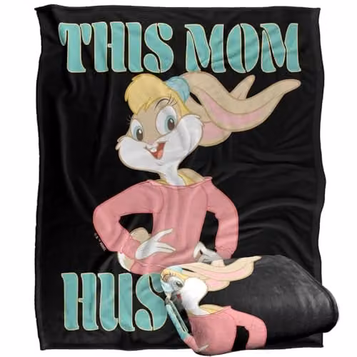 Warner Bros. Looney Tunes Lola This Mom Hustles Super Soft Silky Touch Throw Blanket, Multicolour, W: 152 cm, D: 127 cm – 1