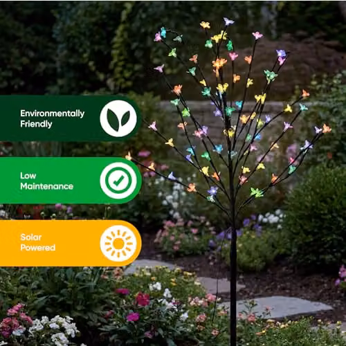 Gardenwize Solar Powered Multicolour LED Cherry Flower Tree Stake Light with Dusk Sensor, Height: 120 cm – 5