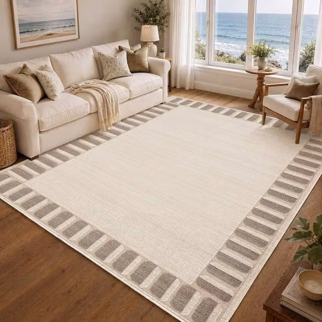 Livabliss Fifth Avenue Deco Border Rug in Brown and Beige, W: 200 cm, D: 275 cm
