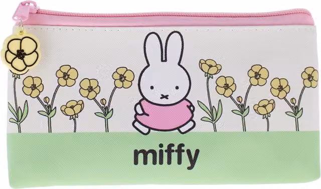 Miffy Faux Leather Zip Flat Pouch in White, Pink or Yellow