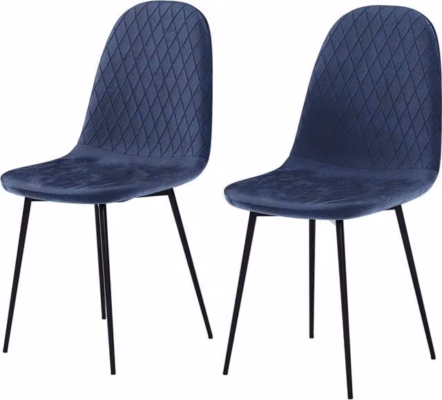 Vida Designs Luton Set of 2 Blue Velvet Fabric Dining Chairs