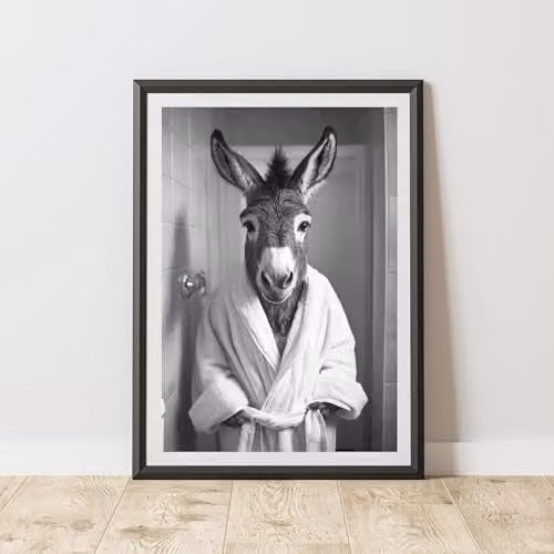 60 Second Makeover Donkey Bathrobe Animal Print Paper Poster, A3