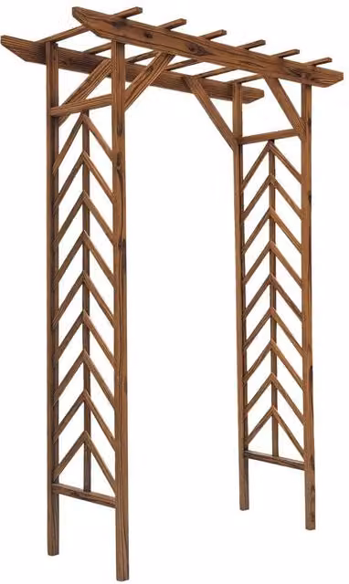 VOGREX Wooden Garden Arbor and Trellis Arch in Brown, H 200 x W 140 x D 65 cm – 1