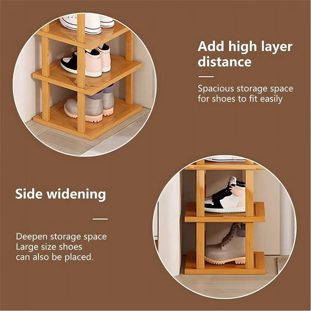 Nordara 6-Tier Freestanding Bamboo Shoe Rack Storage Organizer in Light Oak Brown – 4