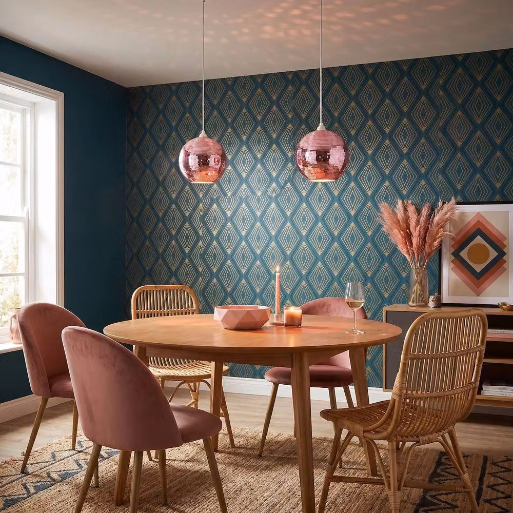 Happy Homewares Pink Shiny Disco Mosaic Ball Pendant Shade in Retro Mirrored Tiled Style – 4