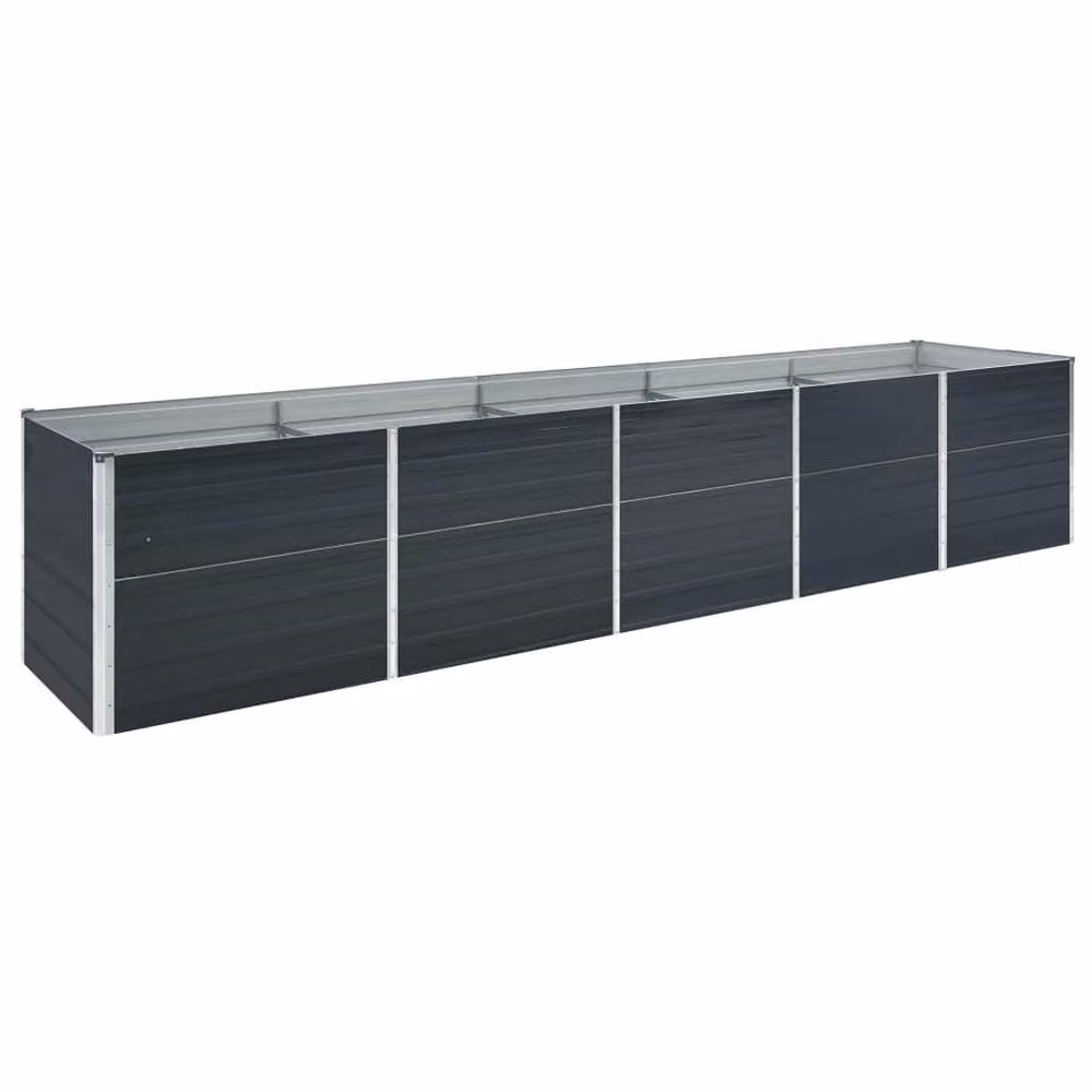 Berkfield Home Garden Galvanised Steel Raised Bed in Anthracite Black, W: 400 cm, D: 80 cm, H: 45 cm – 2