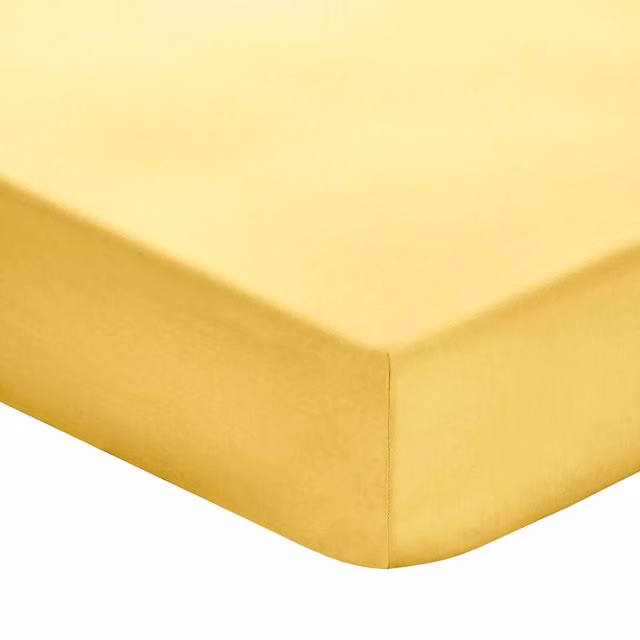 1951 Plain Dye Cotton Percale Super Kingsize Fitted Sheet, Ochre, 180 x 200 cm