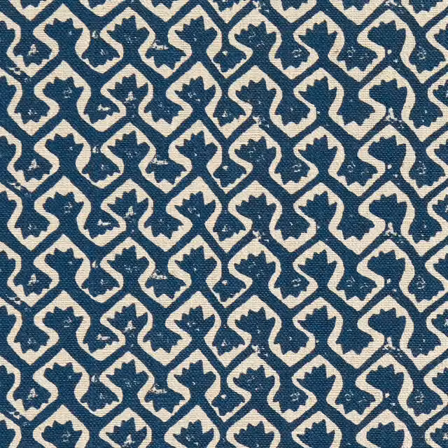 Clarke & Clarke Kalpa Fabric Ink in Nature Blue Graphic Cotton