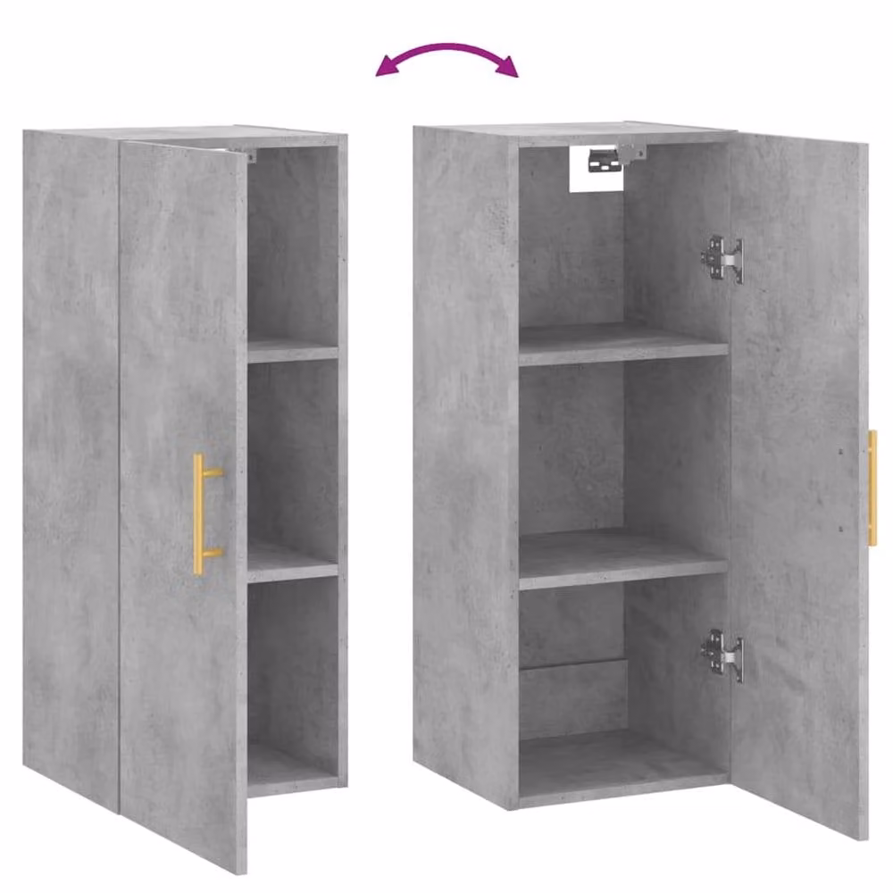 Berkfield Home Wall Mounted Cabinet in Concrete Grey, W/D/H: 34.5 x 34 x 90 cm – 3
