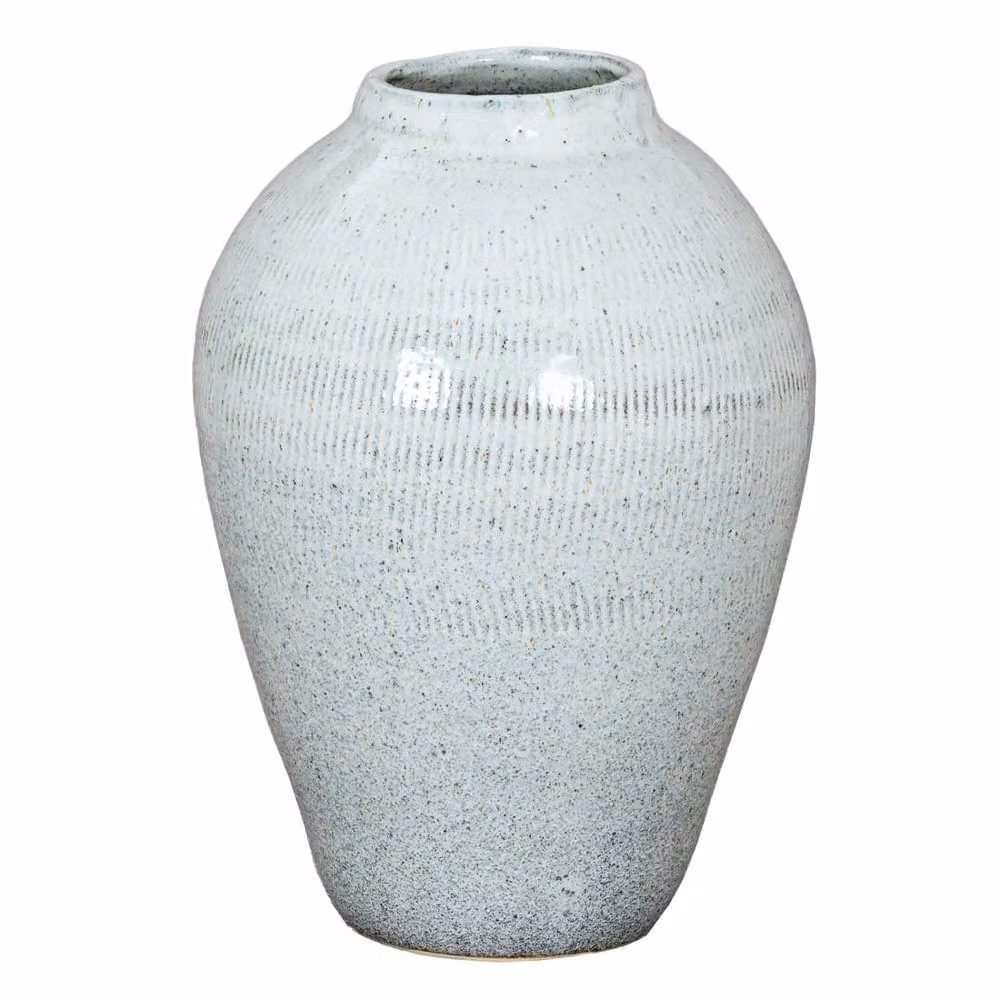 Wyld Haus Terravine Large White Ceramic Vase with Textured Finish, H 44.0 cm x W 27.0 cm x D 27.0 cm – 2