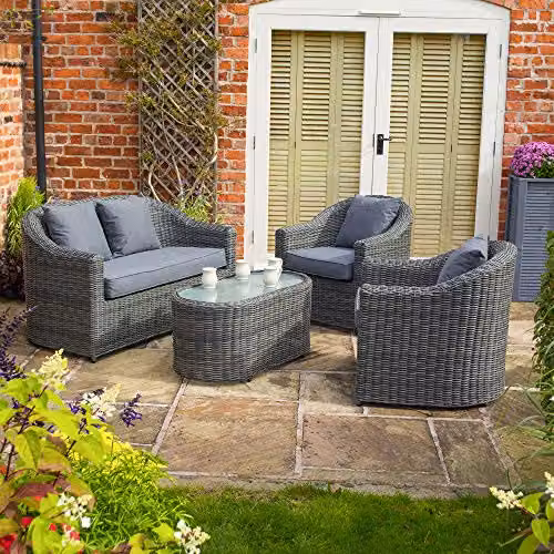 Rowlinson Bunbury Grey 2 Seater Outdoor Sofa Lounging Set with Upholstered Cushions and Powder Coated Aluminium Frame – 1