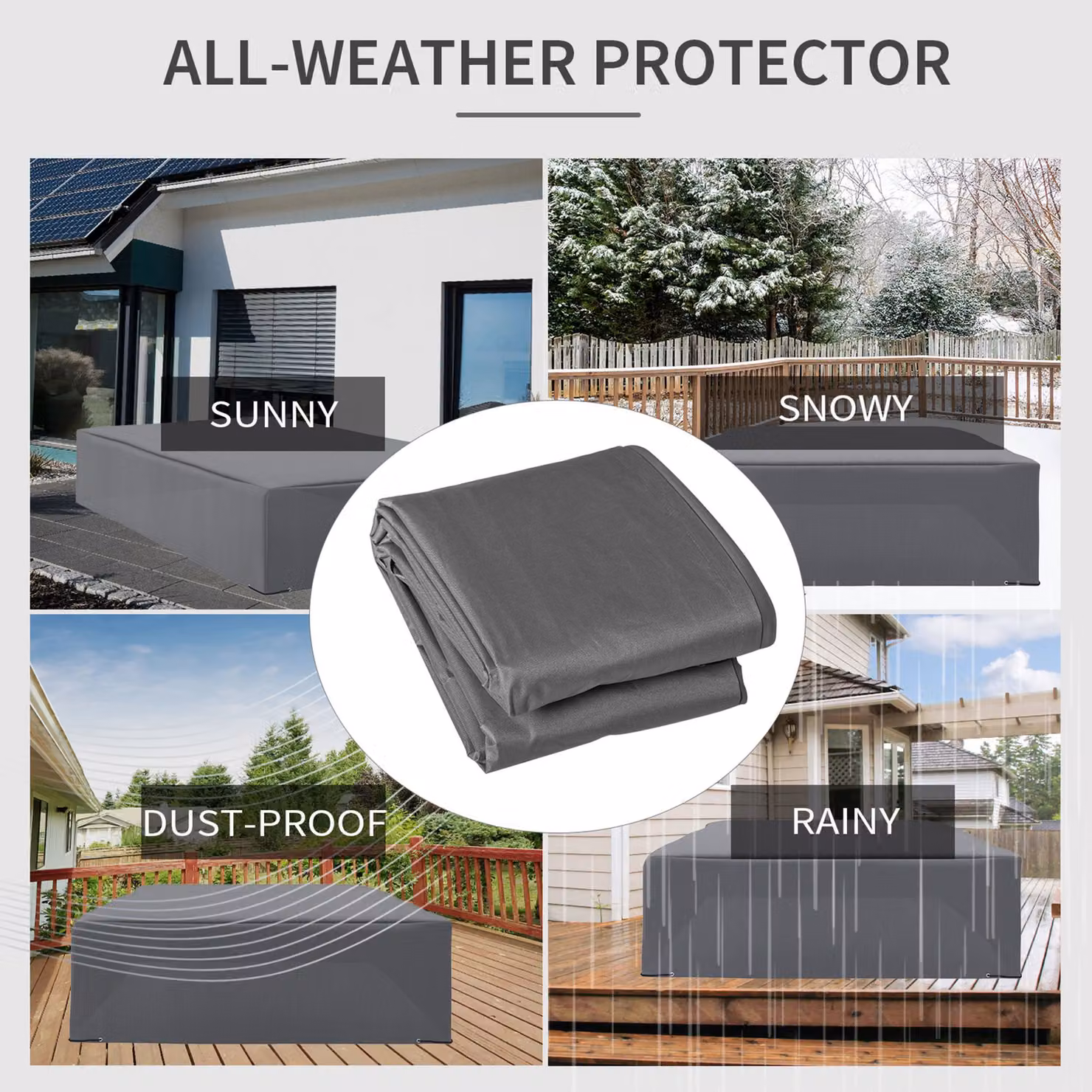 Outsunny Oxford Patio Corner Set Cover in Grey, Waterproof and Anti-UV, W/D/H: 225 x 210 x 70 cm – 6