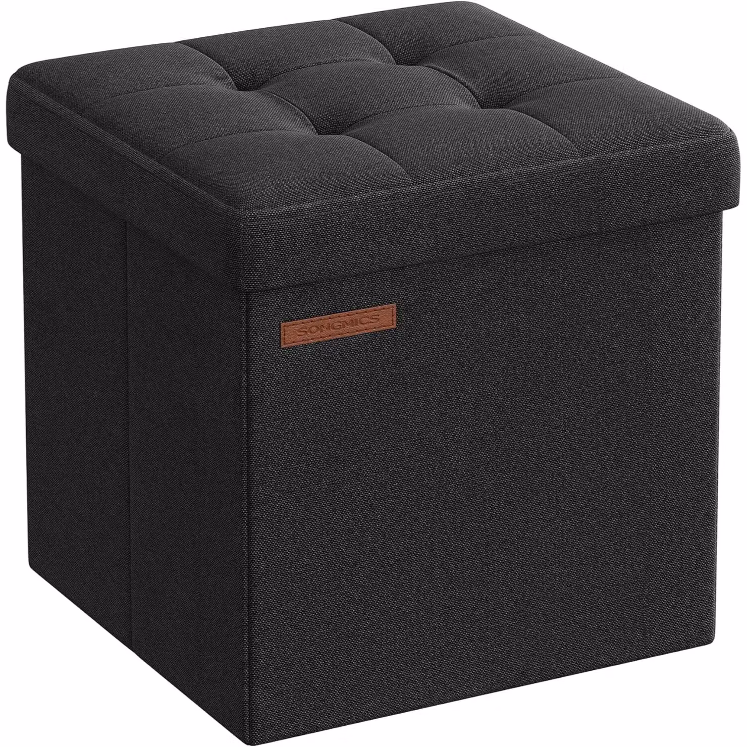 SONGMICS Small Foldable Storage Ottoman Foot Rest in Black – 6