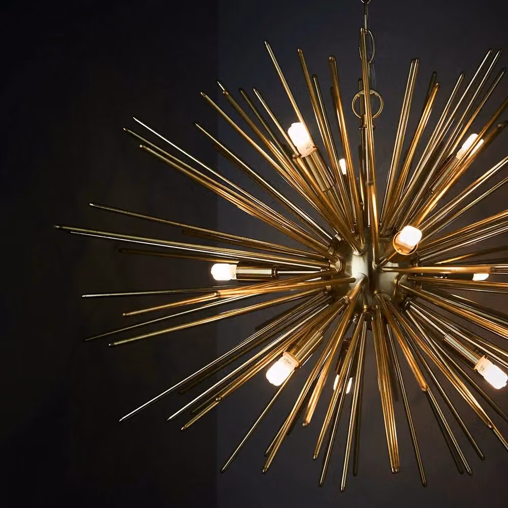 Loops 9 Bulb Vintage Metal Ceiling Pendant Light in Gold/Brass – 2