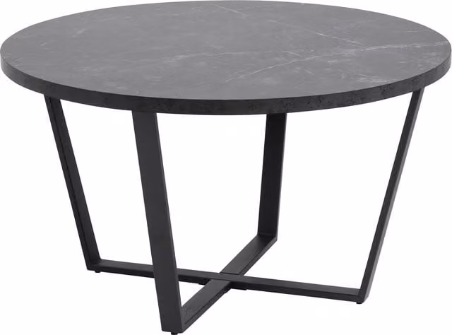 Furniture To Go Amble Round Coffee Table with Black Marble Effect Top and Black Legs – 1