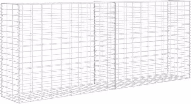 Berkfield Home Galvanised Steel Freestanding Gabion Basket in Silver, W/D/H: 85 x 30 x 200 cm