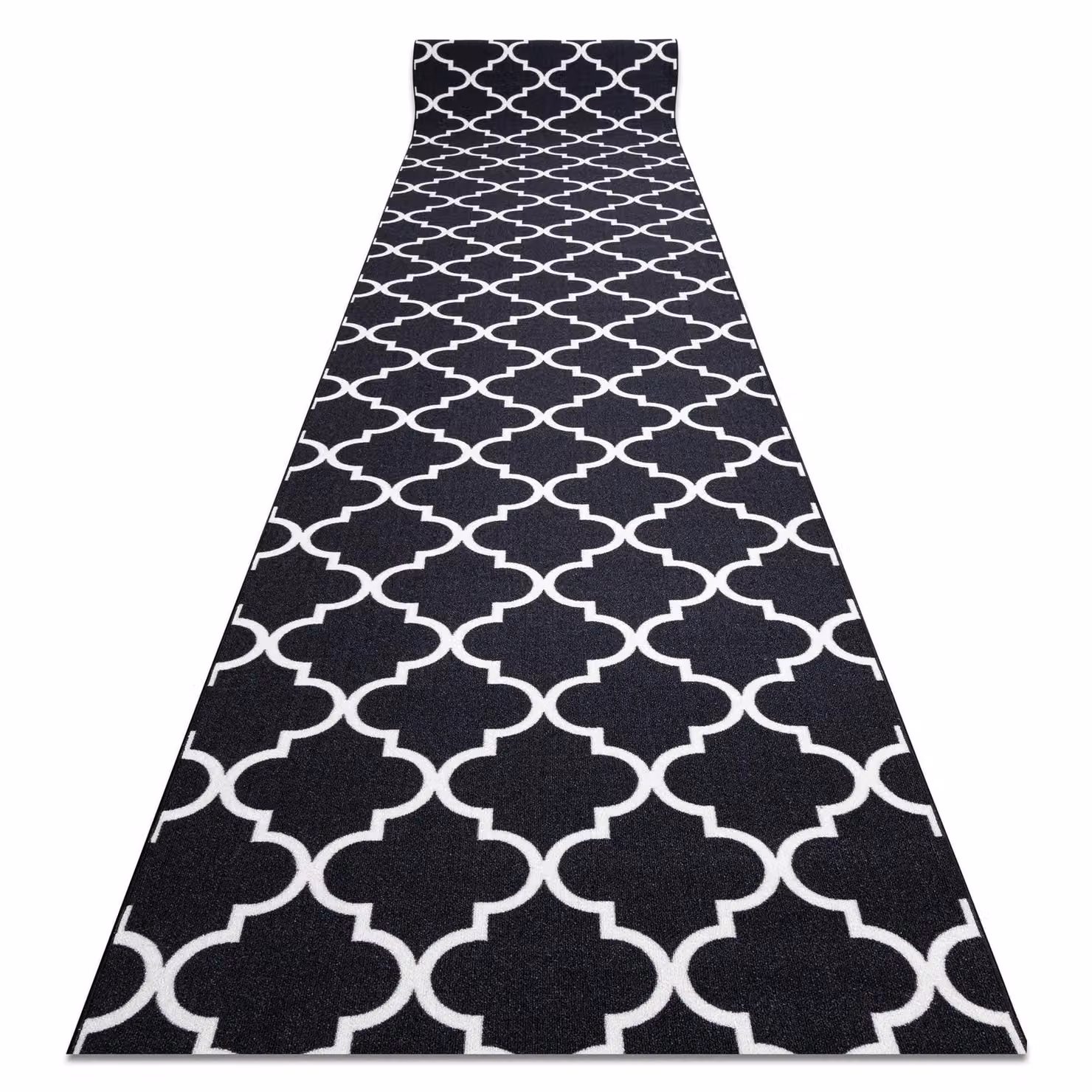 RugsX Anti-Slip Geometric Trellis Runner in Black, W: 57 cm, L: 280 cm – 2