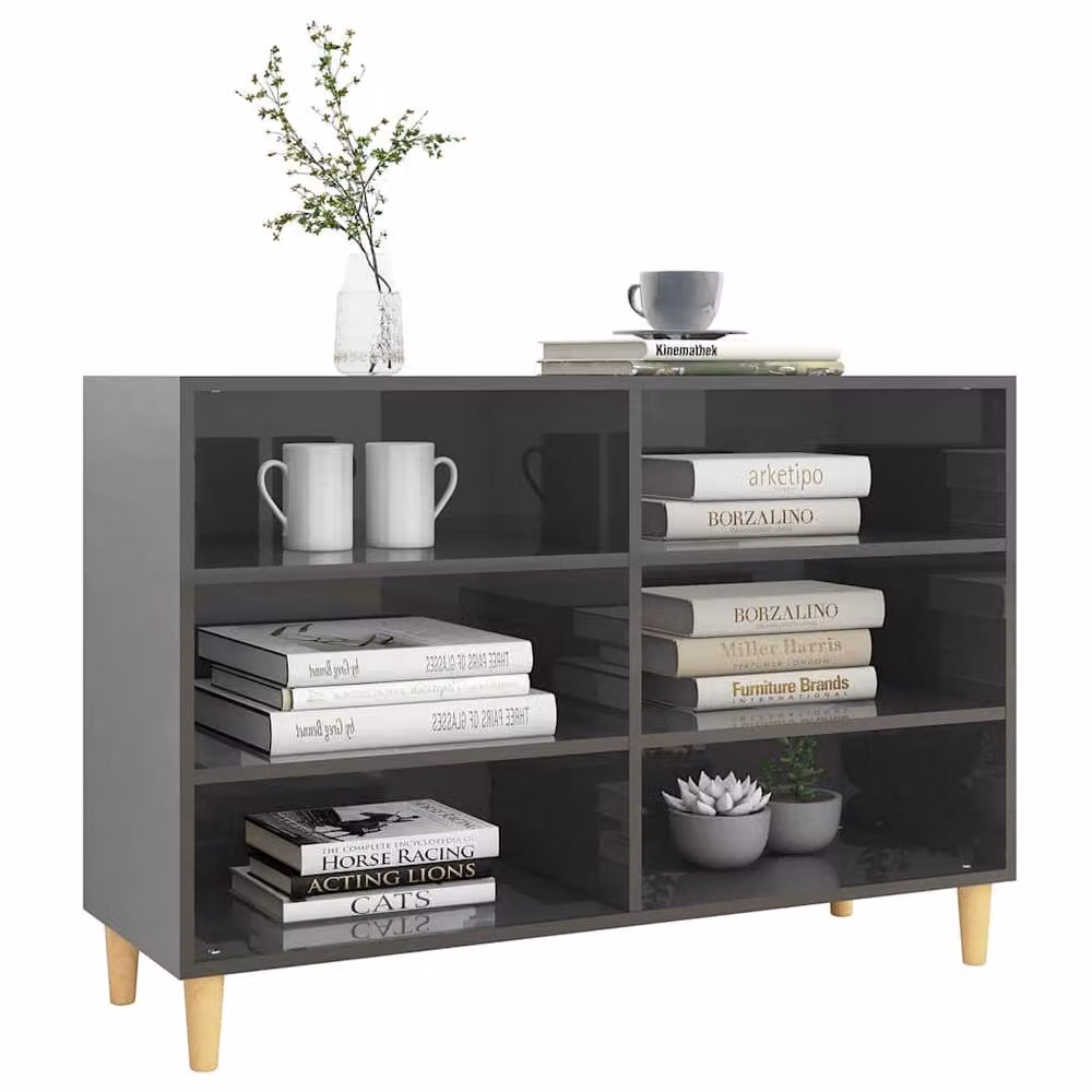 Berkfield Home High Gloss Grey Scandinavian Sideboard, W: 103.5 cm, D: 35 cm, H: 70 cm – 3