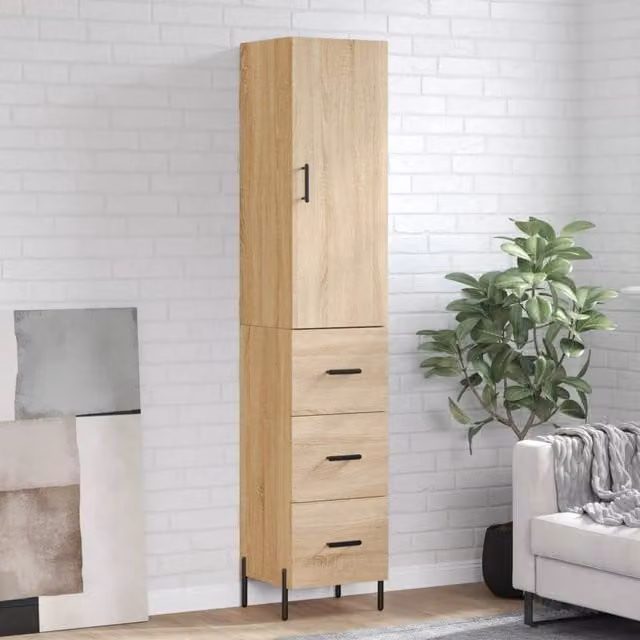 Berkfield Home Sonoma Oak Highboard in Brown, W/D/H: 34.5 x 34 x 180 cm – 1