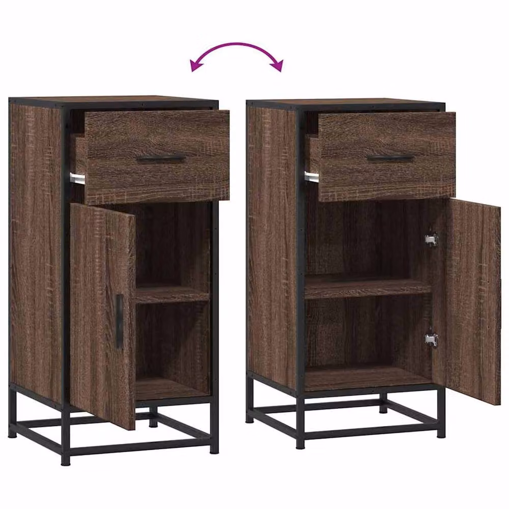 Berkfield Home Industrial Sideboard in Brown Oak, W/D/H: 35 x 35 x 76 cm, Made from Wood, MDF and Metal – 3