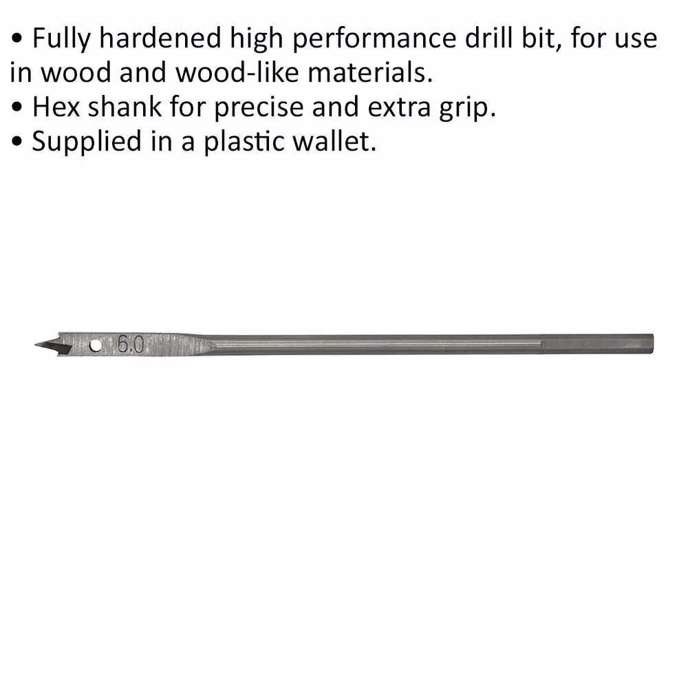 Loops Silver Fully Hardened Wood Drill Bit with Hex Shank, 6 mm x 152 mm – 2