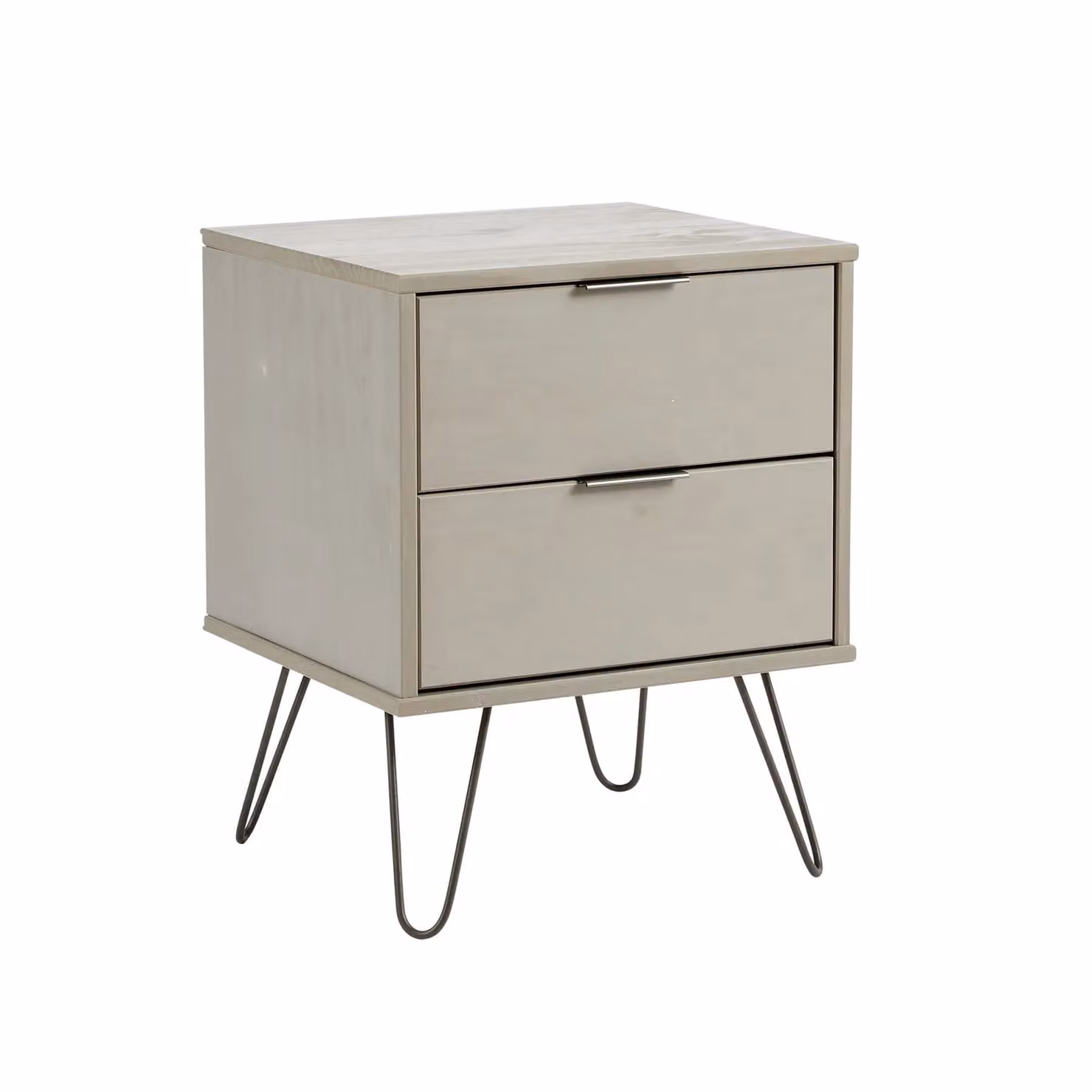 Home Source Industrial 2 Drawer Bedside Cabinet and End Table in Grey – 3