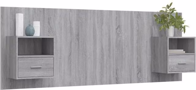 Berkfield Home Classic Bed Headboard with Integrated Nightstands in Grey Sonoma Engineered Wood, W/D/H: 120 x 32.5 x 80 cm – 1