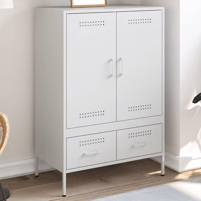 Berkfield Home White Steel Highboard W/D/H: 68 x 39 x 101.5 cm – 1