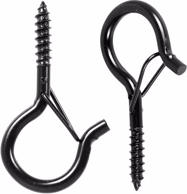 Kelvenix 50 Pack Black Stainless Steel Screw-in Q-Hanger Hooks for Outdoor Use