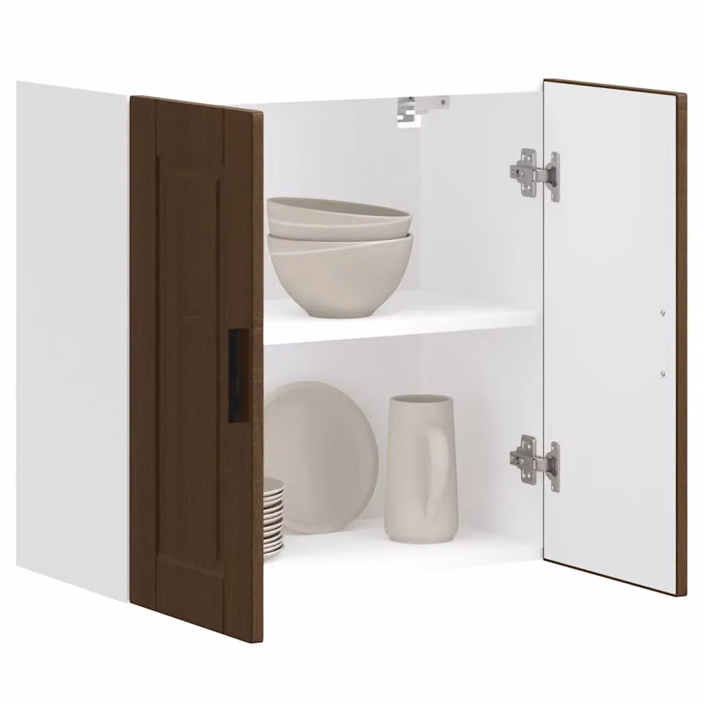 Berkfield Home Porto Brown Oak Wall Mounted Kitchen Cabinet with Hinged Doors and Internal Shelves – 3