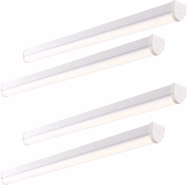 Loops 4 Pack 5ft Emergency LED Batten Light, 41W Cool White, Gloss White & Opal – 1