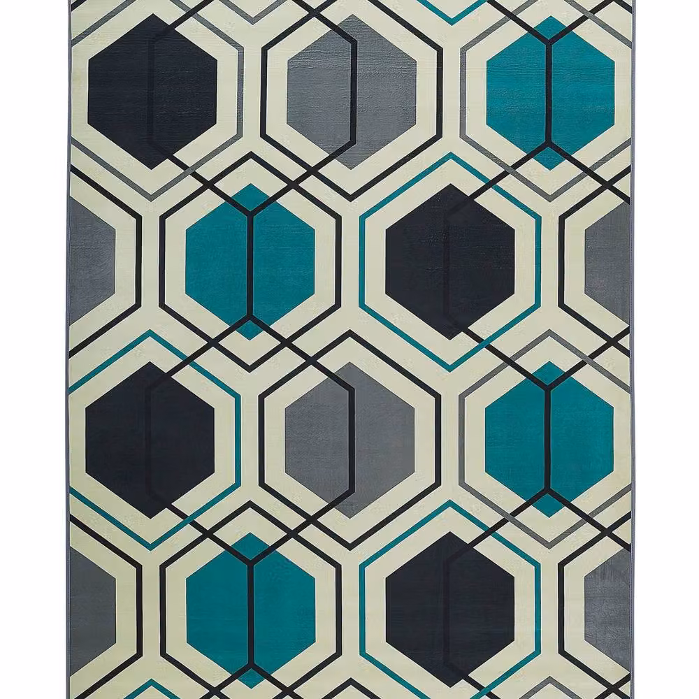 Wyld and Coco Multicolour Geometric Retro Woven Polyester Rug, W: 140 cm, L: 200 cm – 2