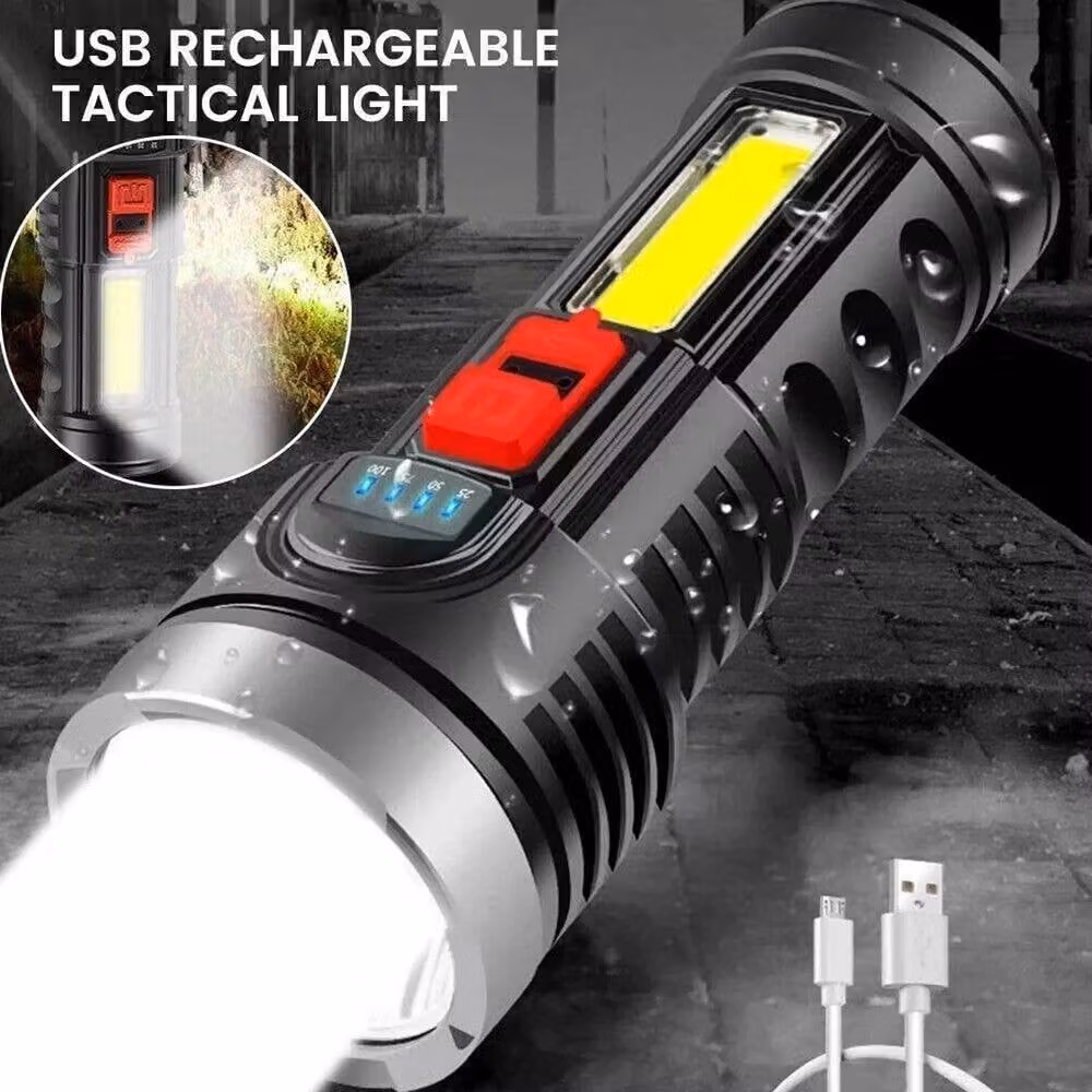 NESTLUNE Super Bright LED Flashlight Torch with USB Charging in Black – 4