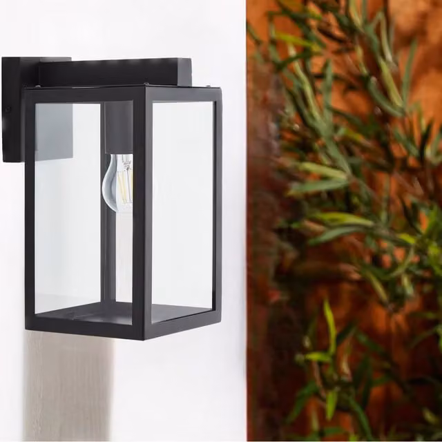 CGC Archie Black Outdoor Up and Down Wall Light Lantern with Clear Glass and IP44 Rating, E27