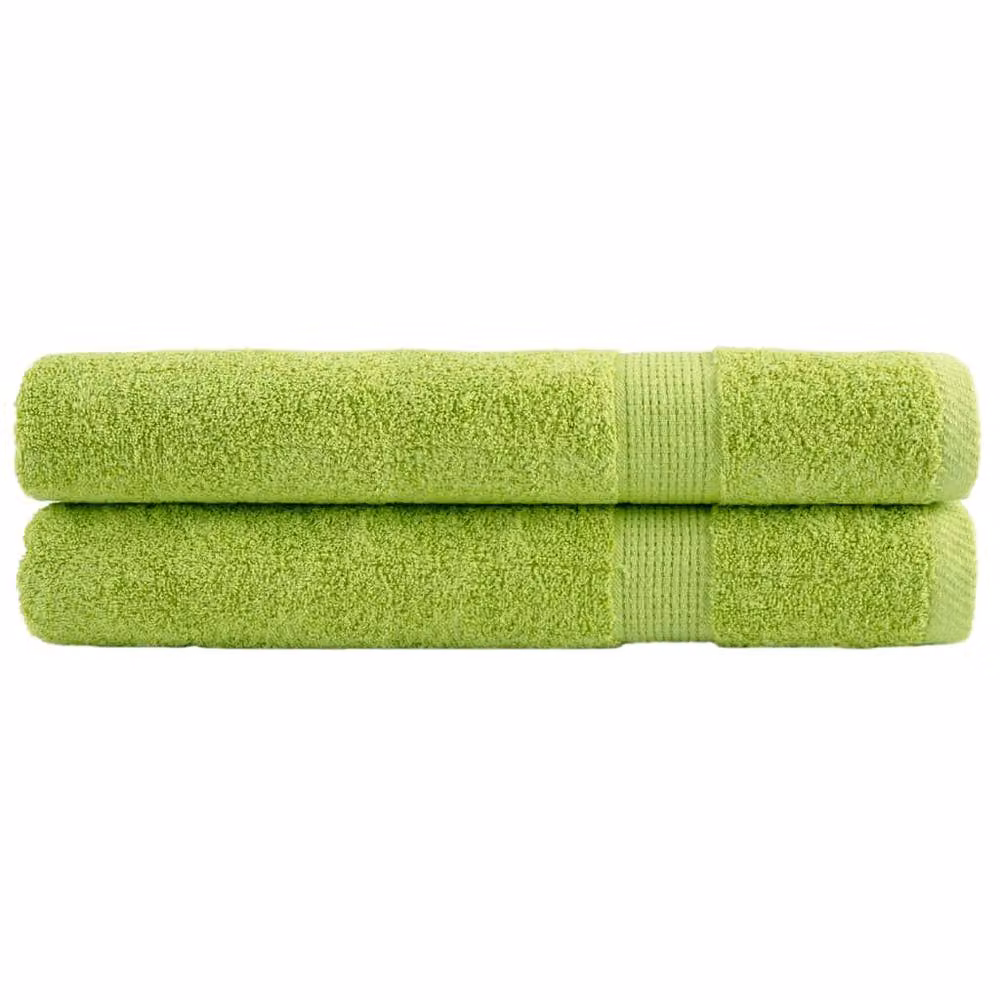 Berkfield Home SOLUND Premium Cotton Terry Towels, 2 Pack, Apple Green, W: 100 cm, L: 200 cm, 600 gsm – 2