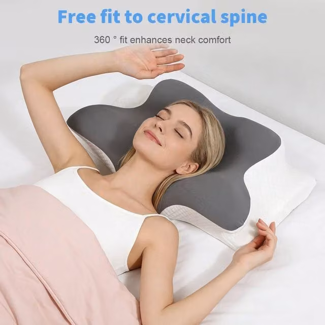 FLAVORA Grey Ergonomic Cervical Memory Foam Pillow for Adults