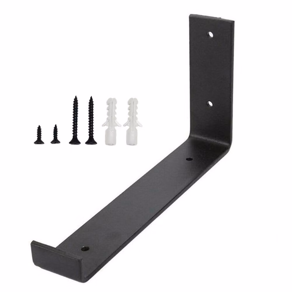 SPETLEK Industrial Rustic Steel Shelf Brackets in Matt Black with Screws, 2x 25 cm – 4