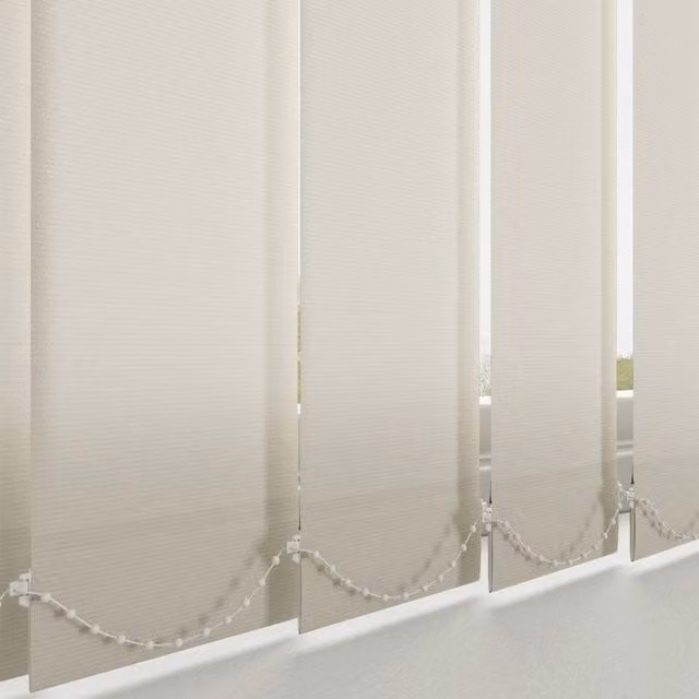 Terrys Made to Measure Plain PVC Blackout Vertical Blind in Linen Effect, Flame Retardant and Damp Room Suitable