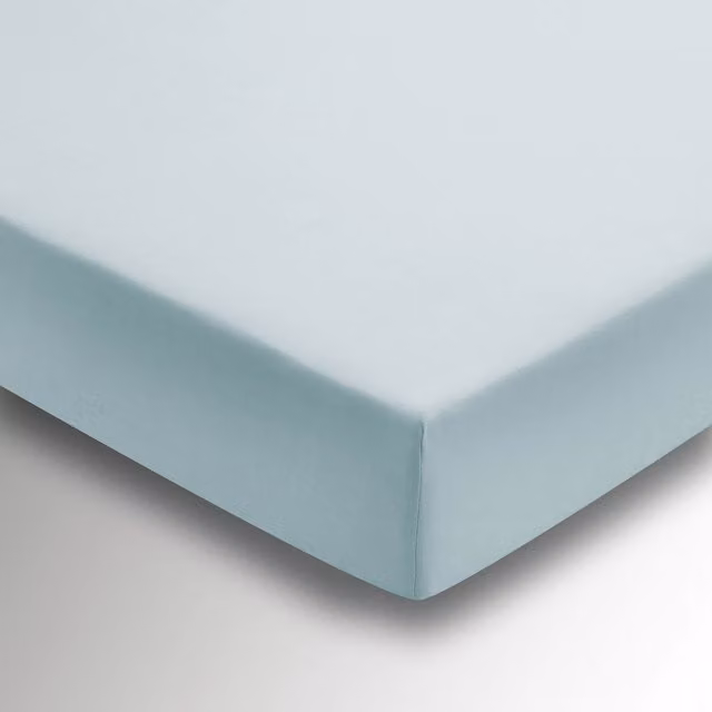1951 Plain Dye Cotton Percale Kingsize Fitted Sheet, Green, W: 180 cm, L: 200 cm