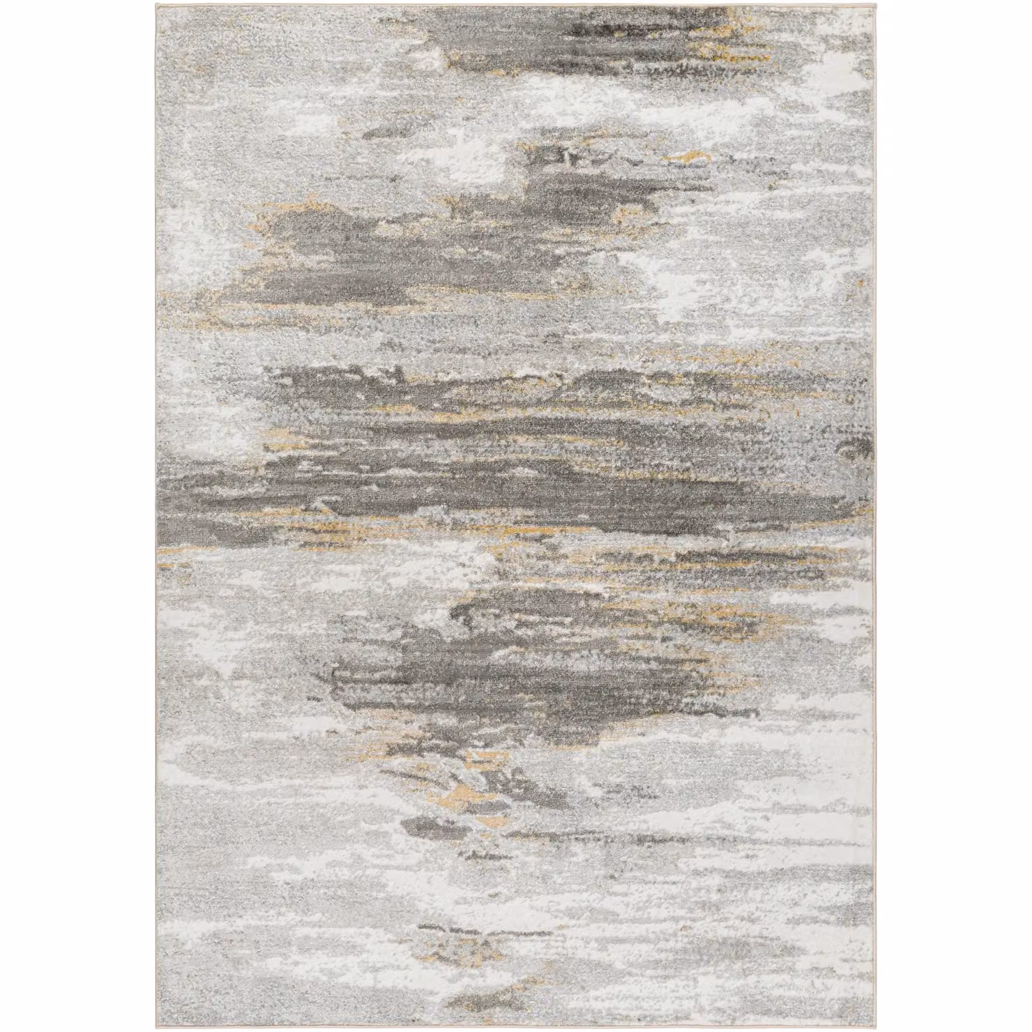 Livabliss San Francisco Modern Abstract Marble Living and Dining Rug in Grey and Yellow, W: 200 cm, D: 275 cm – 2