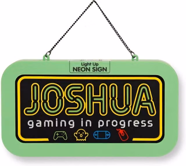 History & Heraldry Joshua Pre-personalised Green LED Light-Up Neon Bedroom Sign