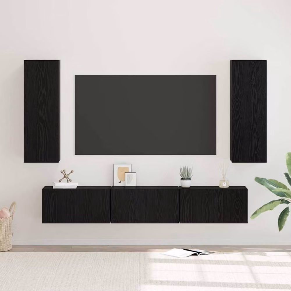 Berkfield Home Modern Black Oak TV Cabinet with Shelf, W/D/H: 30.5 x 30.5 x 90 cm – 2