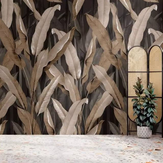 Superfresco Easy Banana Leaf Black Botanical Mural Wallpaper, W: 300 cm, H: 280 cm – 1